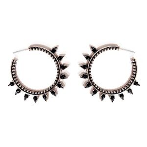 NEW - Freedom at Topshop Silver & Black Rhinestone Spike Hoop Glam Punk Earrings